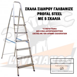 Διπλή σκάλα σιδήρου γαλβανιζέ με 5+1 σκαλιά PROFAL Steel 207501